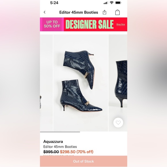 Aquazzura Editor 45mm booties in Navy, NWOT - Picture 1 of 11